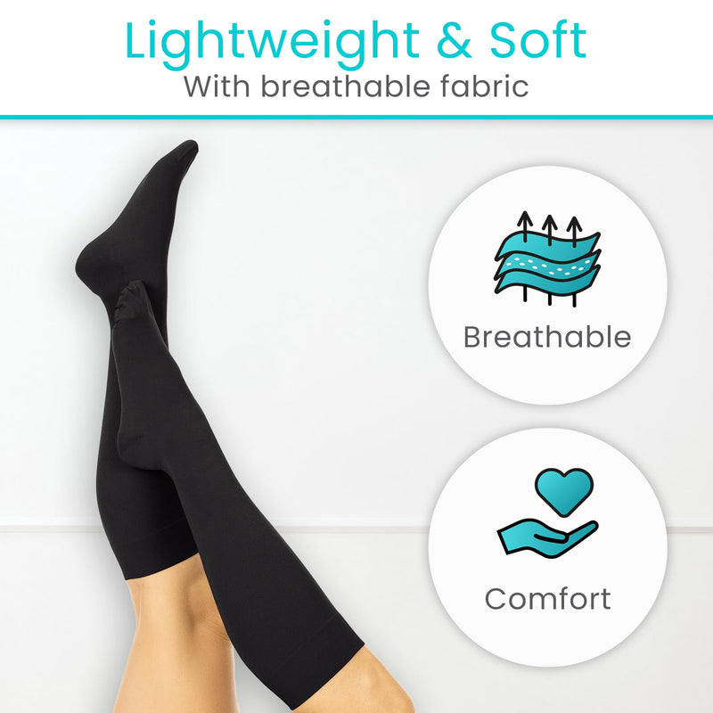 Vive Knee High Compression Socks for Women & Men – 15-20mmHg Medical Medium Black