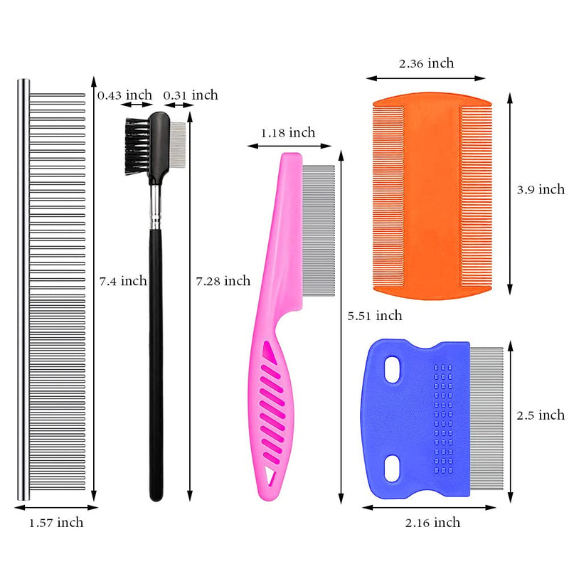 SKYPIA 5 Pcs Dog Comb Tear Stain Remover for Dogs Flea Comb Dog Combs for Grooming Small Dogs Flea Comb for Cats Dog Grooming Kit Pet Combs Small Dog Combs - BeesActive Australia