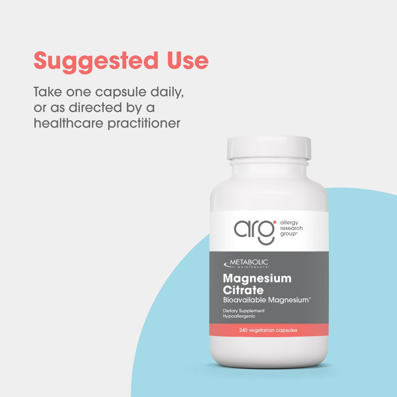 Metabolic Maintenance Magnesium Citrate Capsules - Magnesium Supplement for Calm, Sleep, Muscle & GI Support - with Vitamin C (240 Capsules) Unflavored 240 Count (Pack of 1)