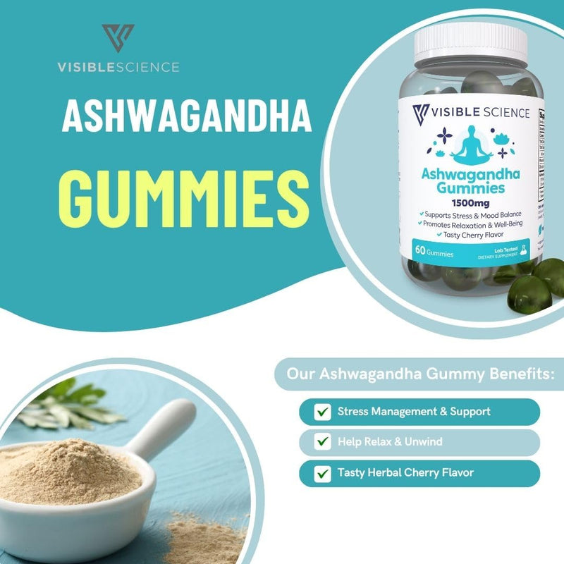 Ashwagandha Gummies, 1500mg, Cherry Flavor, 60 Count