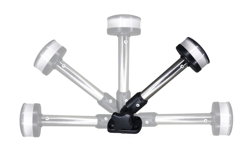 Pactrade Marine Boat Fold Down Stern Light Anchor Light All Round White LED Marine Adjustable Pole USCG 2 NM For Yacht Pontoon and Fishing Boat 12 Volts 8 Inches Adjustable Base (8")