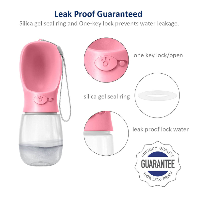 WePet Portable Dog Water Bottle with Food Container, 12 OZ + 6 OZ, Leak Proof Puppy Water Dispenser with Drinking Feeder for Pets Outdoor Walking, Hiking, Travel, Food Grade Plastic #04 Pink - BeesActive Australia