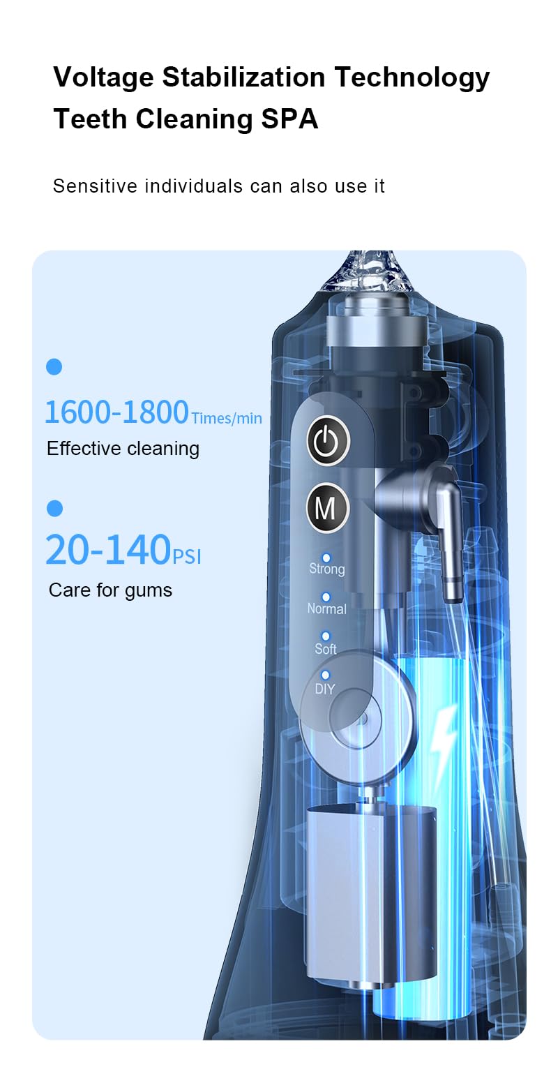 Water Flosser Cordless with 260ML Removable Tank, 4 Cleaning Modes, Oral Irrigator for Braces and Sensitive Gums(White) White