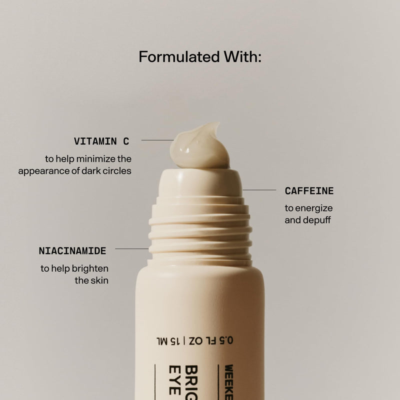 VERSED Weekend Glow Brightening Serum | Vitamin C & Caffeine, 0.5 Oz | Cooling applicator helps depuff tired under-eyes, soothe delicate skin and reduce the look of dark circles