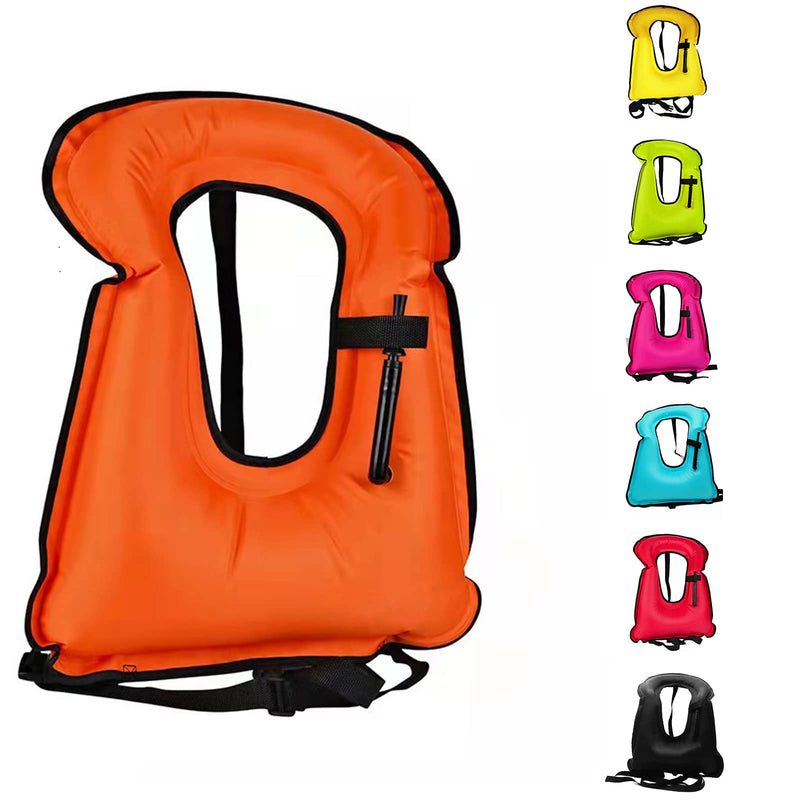 Swim Vest for Adults,Inflatable Buoyancy Vests-Portable Snorkel Vest for Diving Surfing Swimming Outdoor Water Sports 40-100kg Orange