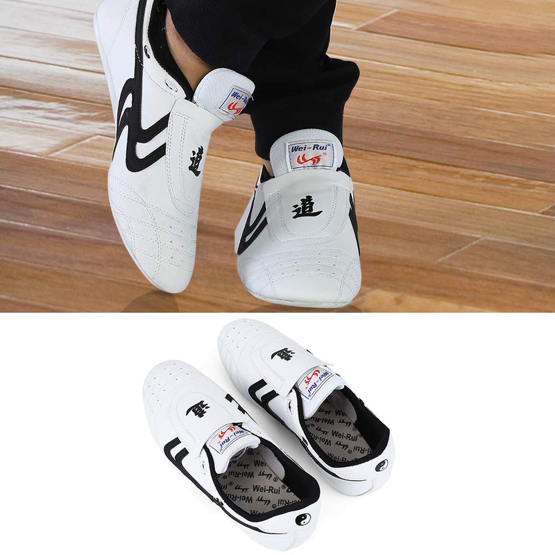 Unisex Taekwondo Shoes, Martial Arts Sports Shoes Sports Boxing Karate Martial Arts Taichi Shoes Lightweight Shoes for Kids Women Men Adult with a Storage Bag(8.5) White - BeesActive Australia