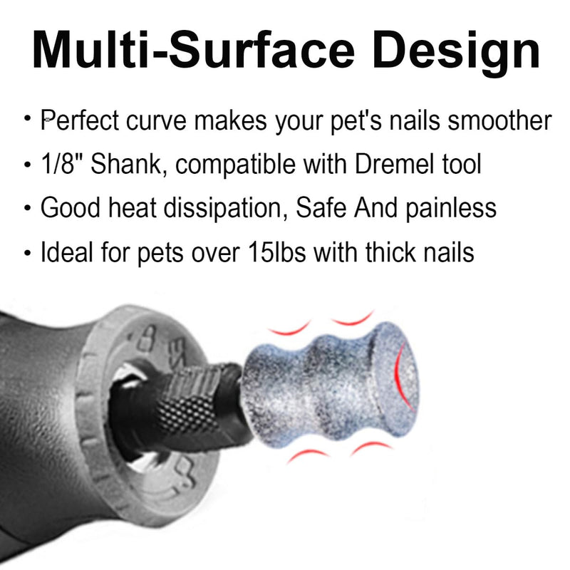 Diamond Rotary Nail Grinder Bits for Dog - Pet Nail Grinder Attachment - 1/8" Replacement Grinder Wheel for Dremel - Pet Nail File & Clippers for Medium Large Dogs (XL) X-Large - BeesActive Australia
