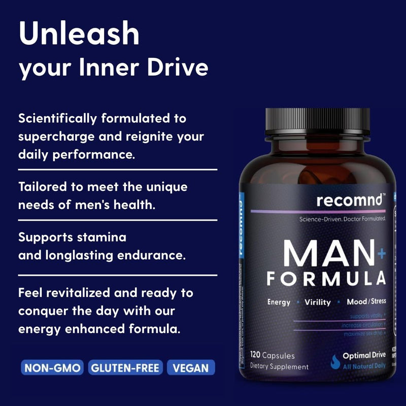 Nutrition - Man+ Formula, Energy Support, Muscle Support Supplements for Men with Vitamin E, Saw Palmetto, Red Korean Ginseng, and More, 120 Capsules
