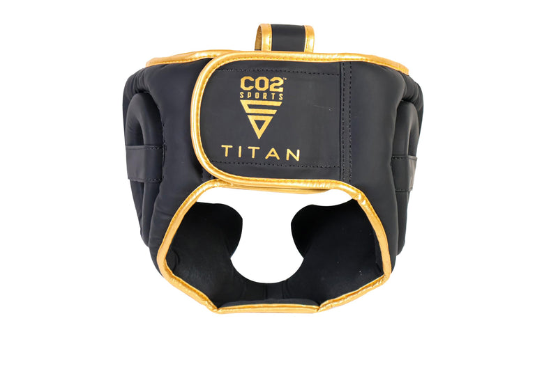 Titan Boxing Headgear, Training Head Guard, Protective Gear for MMA, Kickboxing, Muay Thai GOLD Large-X-Large