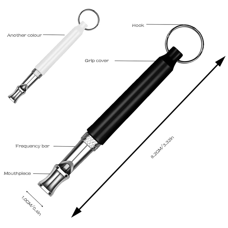 Dog Whistle，2 Pcs Dog Ttraining Whistles，Professional Recall Dog Training Whistles，Dog Whistle to Stop Barking Neighbors Dog，Adjustable Silent Dog Whistle，Black and White，with Lanyard - BeesActive Australia