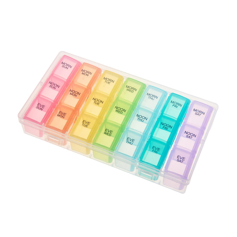 Weekly Pill Organizer 3 Times a Day, 7 Day AM Noon PM Medicine Planner with 21 Large Compartments, Portable Vitamin and Supplement Organizer Box for Daily Pills