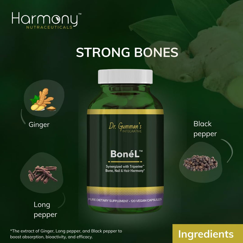 Bone'L - Bone, Nail & Hair Harmony - Highest Potency, Maximum Bio-Activity, Harmony Nutraceuticals Vegan Capsules