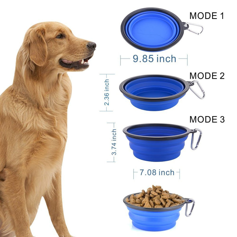 Extra Large Collapsible Dog Bowl, XL Travel Dog Bowl, Foldable Travel Water Dish, 102oz X-large Portable Collapsable Traveling Bowls with Carabiner for Dogs Walking, Hiking (Blue) Extra Large, 102oz 102oz-Blue - BeesActive Australia