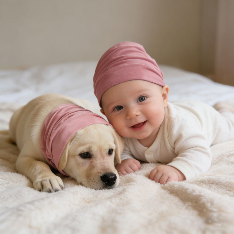 2 Pcs Dog Snood, Ear Protectors, Dog Calming Hood for Grooming and Bath Drying, Pet Ear Covers, Dogs Neck and Ears Warmer Headwear for Comfort, Pet Cats and Dogs Ear Protector, M (Pink) Pink