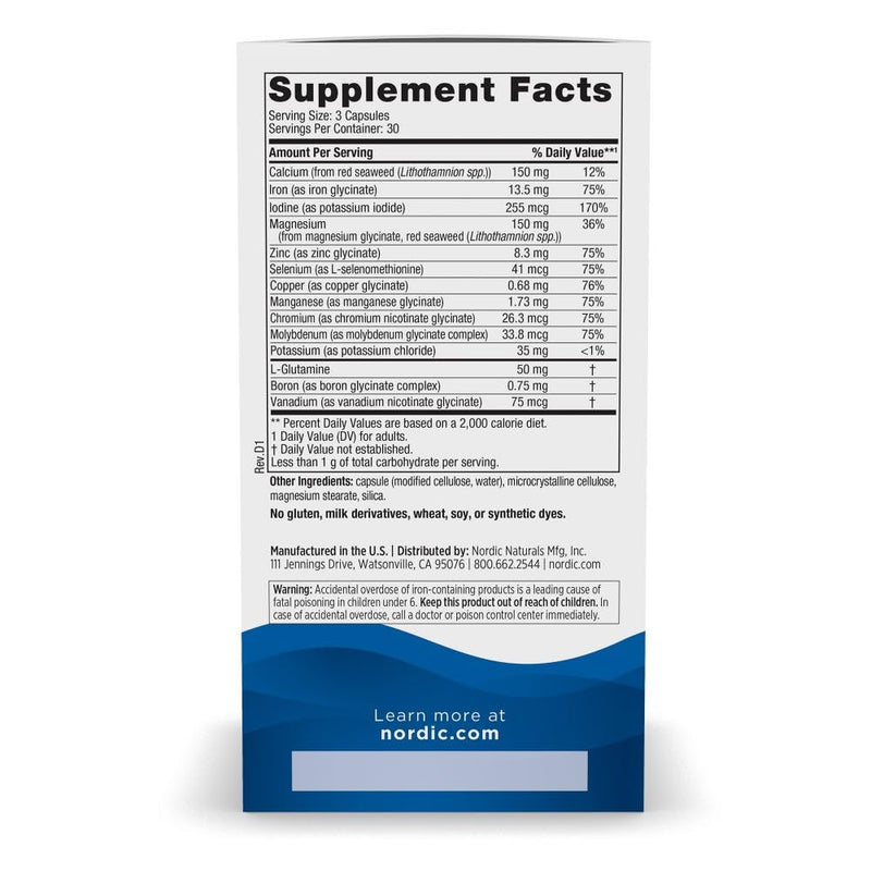 Nordic Naturals Multi Minerals, Unflavored - 90 Capsules - 11 Essential Minerals - Optimal Health & Wellness - Certified Vegan - Non-GMO - 30 Servings - BeesActive Australia