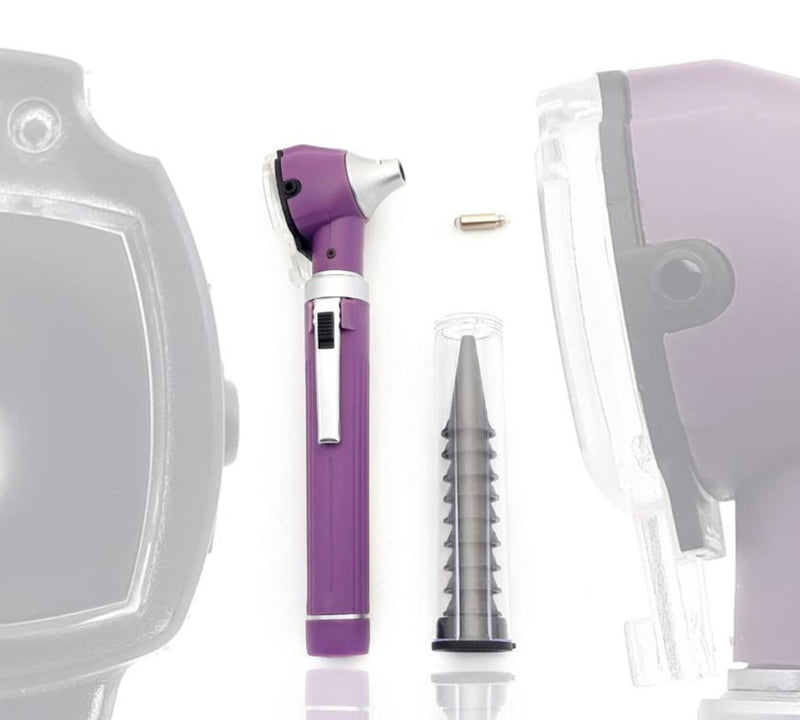 Brilliance German Fiber Optic Otoscope - Professional Ear Scope with LED Light and Speculum for Ear Examination and Diagnosis - Ideal for Professional and Home Use - Purple Color - BeesActive Australia