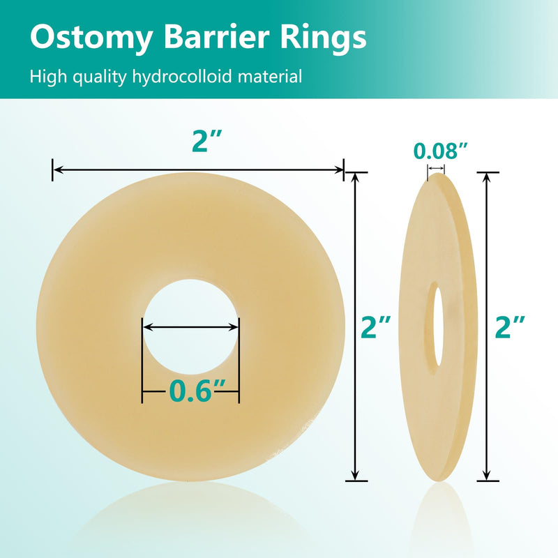 Ostomy Barrier Rings - Outer Diameter 2" (50mm) 2mm Thickness,Moldable Ostomy Rings,Hydrocolloid Skin Extender Rings for Colostomy Bags,10 Count 10PCS Ostomy Barrier Rings