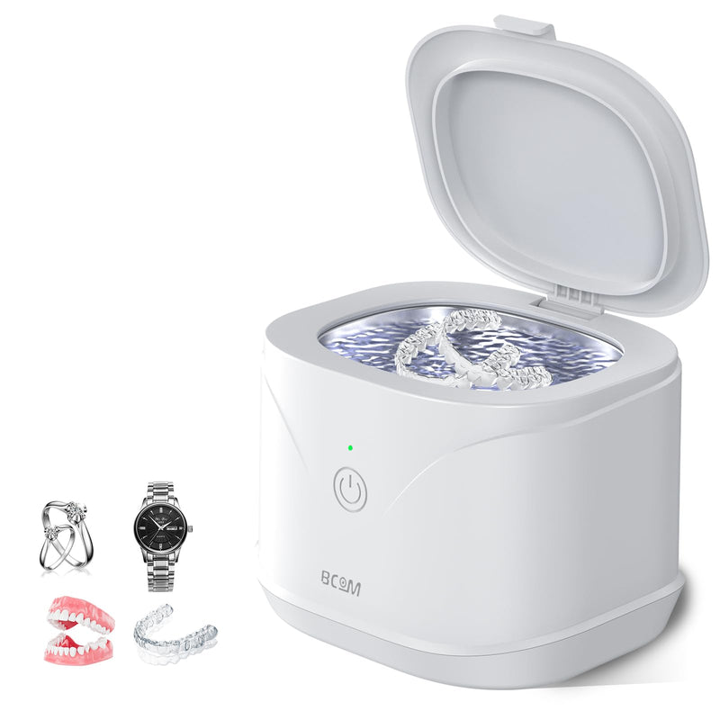 BCOM Ultrasonic Retainer Cleaner, Retainer Cleaner Machine 46kHz, Professional Portable Ultrasonic Jewelry Cleaner for Dental Retainer Pod, Mouth Guard, Watch, Ring, Jewelry,Valentines Day Gift