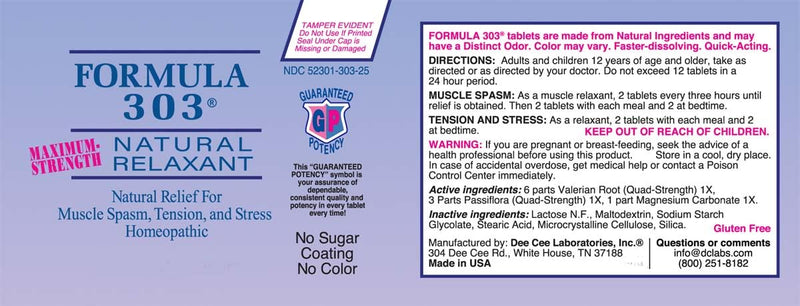 Dee CEE Labs Formula 303 Maximum Strength Tablets, 90 Tablets; All-Natural containing Magnesium for Sore Muscles, Passion Flower, and Valerian Root 1 Count (Pack of 90) - BeesActive Australia