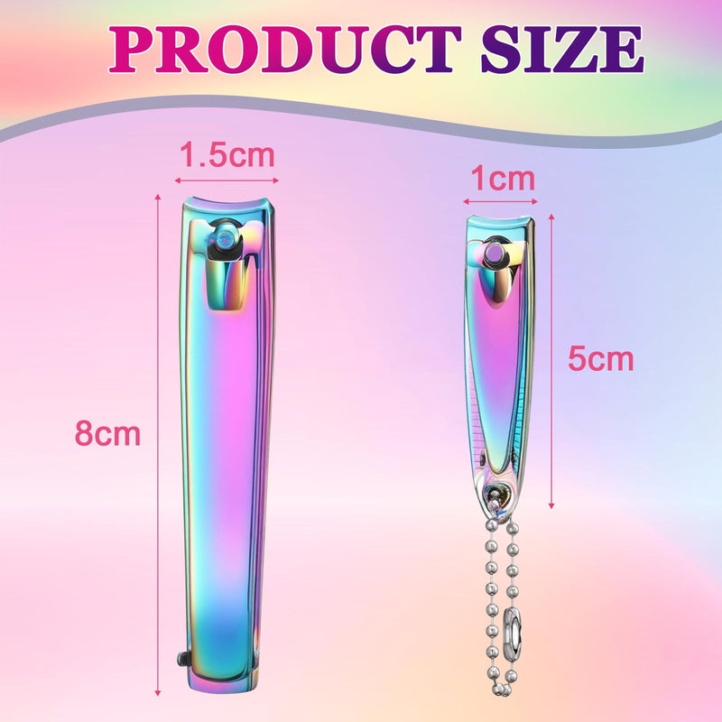 Bememo 24 Pieces Stainless Nail Clippers Set Fingernail and Toenail Clippers Nail Cutter Tool Set for Men and Women (Rainbow)