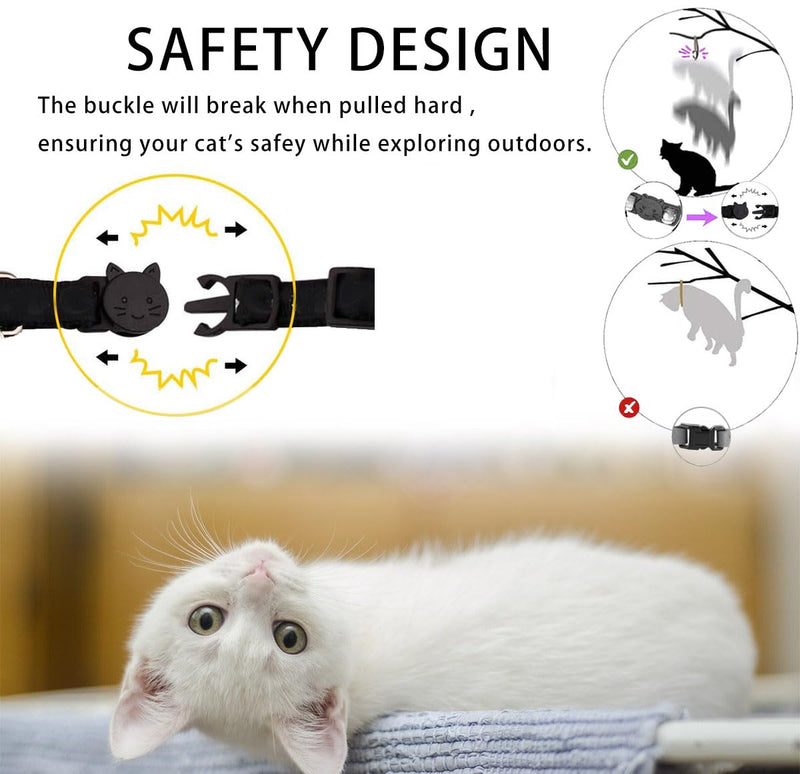 Airtag Cat Collar Breakaway, Safety Kitten Collar with Apple Airtag Holder,Cute GPS Cat Collar with Bell[Black], Lightweigh Tracker Cat Collars for Girl Boy Cats, Kittens and Puppies black moon - BeesActive Australia