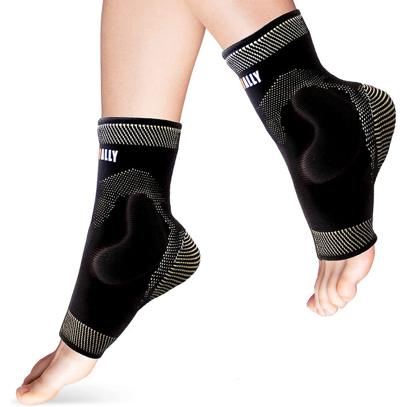 NeoAlly Copper Ankle Support Brace Compression Sleeve with Silicone Gel Reduce Foot Swelling Pain Relief from Plantar Fasciitis and Achilles Tendon (Small - 1 Pair) Small - BeesActive Australia