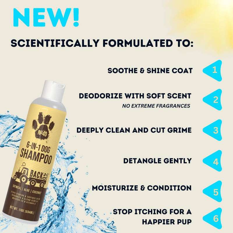 Natural Pet Shampoo - No. 40 Premium 6 in 1 Oatmeal Shampoo For Dogs -Moisturize, Deodorize & Soothe Sensitive Skin for Itchy, Smelly Dogs - Coconut, Aloe & Almond Oil Dog Wash & Pet Care - BeesActive Australia