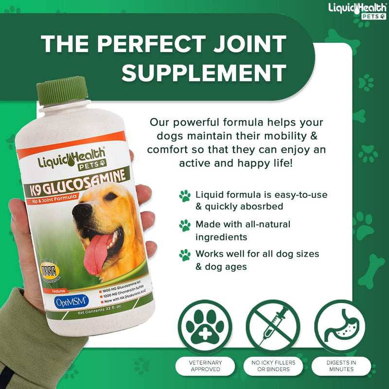 LIQUIDHEALTH Pets K9 Glucosamine Chondroitin Hip & Joint Formula & K9 Complete 8-in-1 Multivitamin for Dogs & Puppies - Pet Supplement Bundle for Joint Health, Immune Support, Canine Vitamins - PawsPlanet Australia