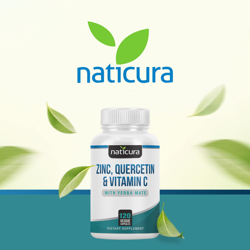 Naticura Zinc Quercetin Immune Support Supplement with Vitamin C 120 Caps | High Absorption Zinc Picolinate, Vitamin C and Zinc, CoQ10 Formula for Immune Support, Heart, Lung, Brain Health, Made in USA