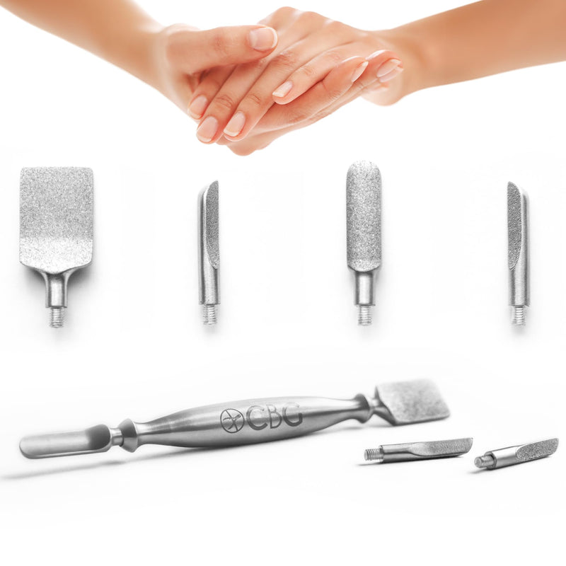 Nail Care & Cuticle Remover Tool with Interchangeable Attachments, At Home or Travel Ready, Gentle Cuticle & Hangnail Grooming for Finger Nails & Toe Nails
