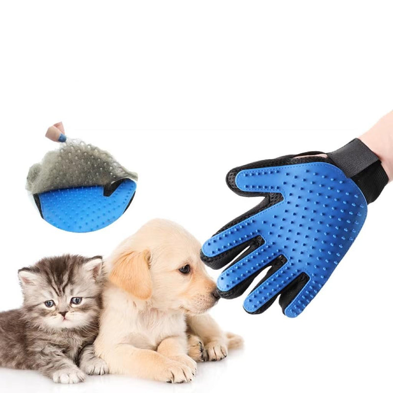 pet grooming gloves-Massage Grooming Gloves Brush for Pet-Perfect For Dogs & Cats with Long & Short Fur - 1 Pair (Both-Hands), Blue - BeesActive Australia