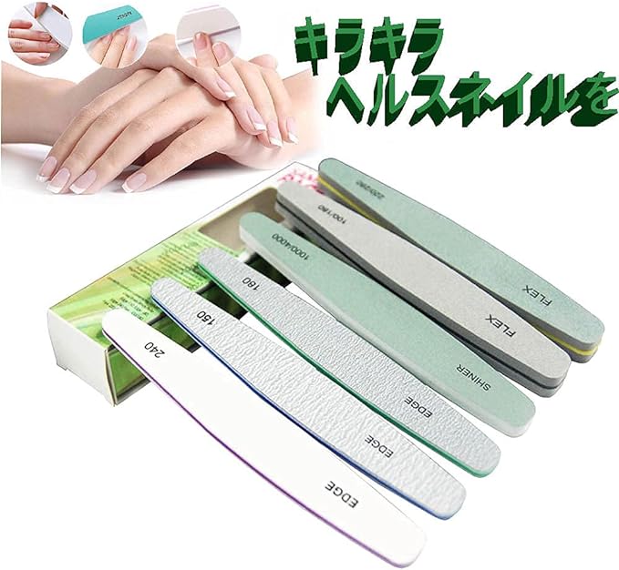 LIKENNY Sponge Nail File, Gel Nail File, Nail File, Double Sided Nail Polish Cuticle, Set of 6 (150, 180, 240, 100/180, 200/280, 1000/4000) -  Australia