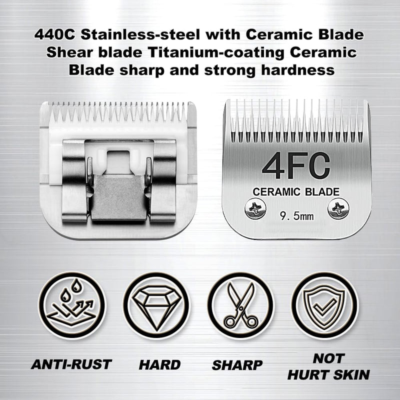 40# Pet Dog Grooming Detachable Blades, Compatible with Andis Size-7FC Cut Length 1/100"(0.25mm), Most A5,KM Series Clippers,Made of Ceramic Blade & Stainless Steel Blade(Silver) 40# 0.25mm - BeesActive Australia