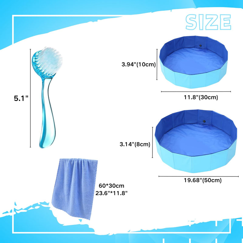 Bearded Dragons Foldable Bathtub with Soft Brush and Towel Set Reptile Accessories Swimming Pool Relax Cleaning Set for Small Pets Guniea Pig Turtle Hedgehog (11.8x3.93In) 11.8x3.93in - BeesActive Australia