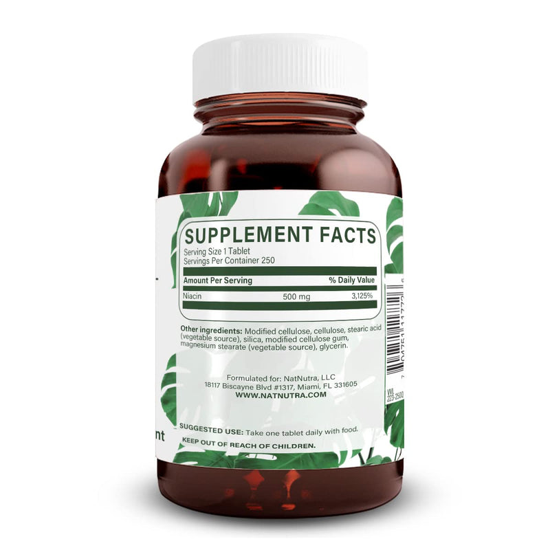 Natural Nutra Time-Release Slow Niacin 500mg Vitamin B3 100 Vegan Tablets | Supports Healthy Cholesterol, Promotes Cardiovascular Health, Promotes Skin Cells, Improves Cognitive Function 100 Count (Pack of 1)