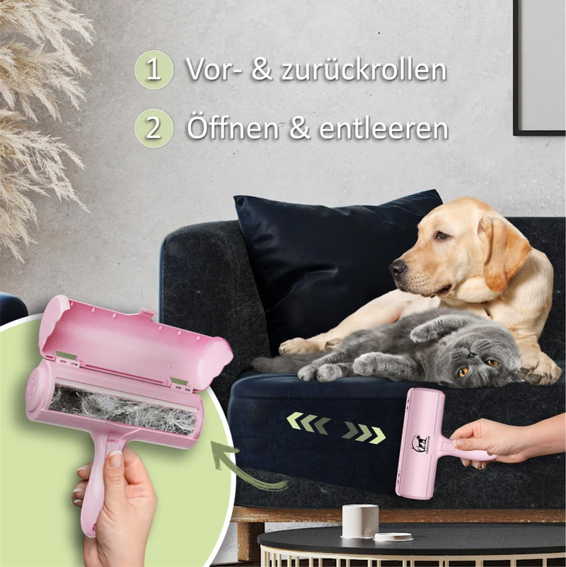 ORIENTPAW® Professional Pet Hair Remover - Lint Roller for Cats & Dogs - 100% Hygiene Effective Cleaning - Reusable Self-Cleaning Cat Hair Remover Pink - For Carpet, Furniture, Sofa & Car Elegant Pink - BeesActive Australia