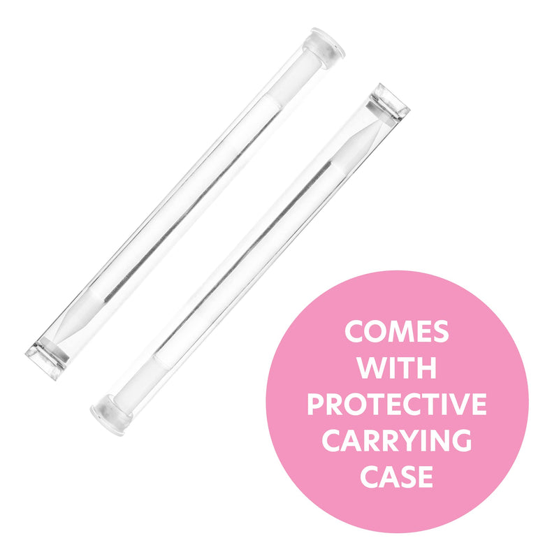 Bona Fide Beauty Glass Cuticle Pusher Set of 2 Manicure Nail Care Tools, 2PC Premium Clear Glass Manicure Sticks Pack of 2