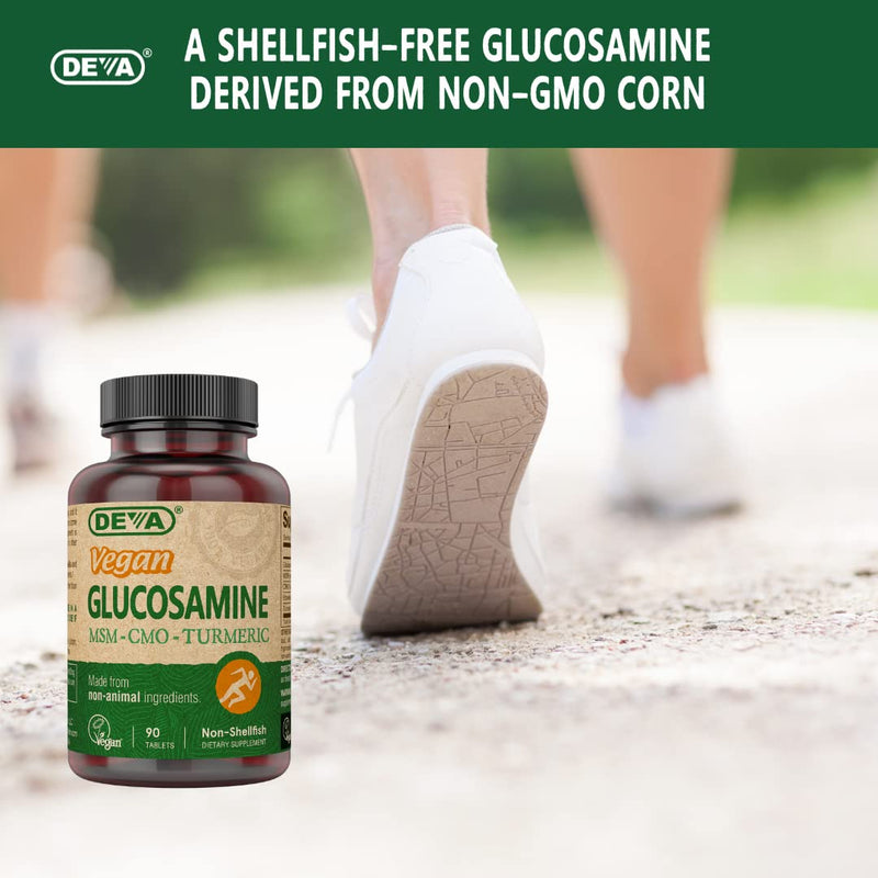 DEVA Vegan Glucosamine-MSM-CMO & Turmeric Supplement - Gluten Free Plant Based Nutritional Supplement - 90 Tablets (Pack of 2) 90 Count (Pack of 2)