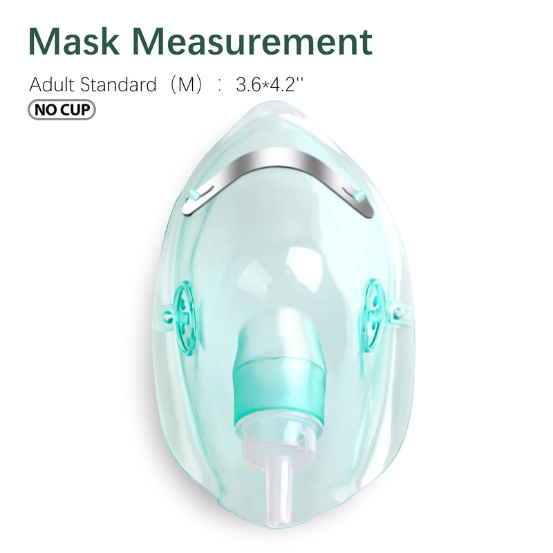 2 Pack Oxygen Mask for Face Adult with 6.6' Tube & Adjustable Elastic Strap (Size M+L-Green-2pcs) - NO Cup Size M+L-Green-2pcs - BeesActive Australia