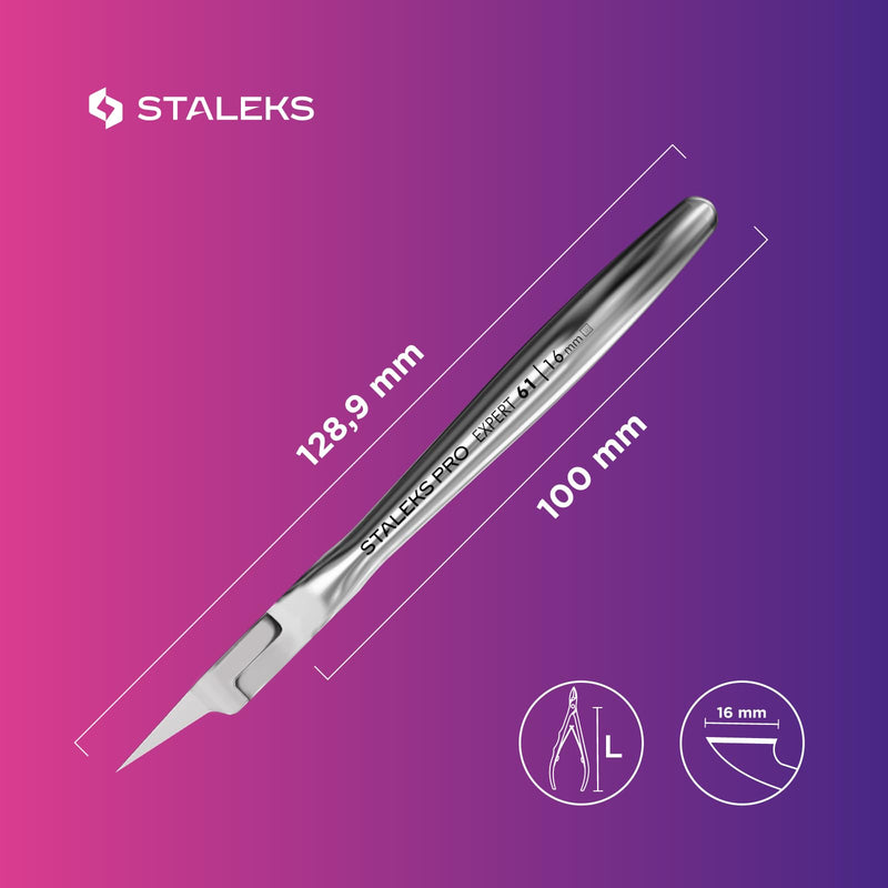 Staleks Pro EXPERT 61 Ingrown Toenail Nippers – 16mm Blades – Narrow Tips with Safe Ends – Stainless Steel – Professional Pedicure Tool 9 mm