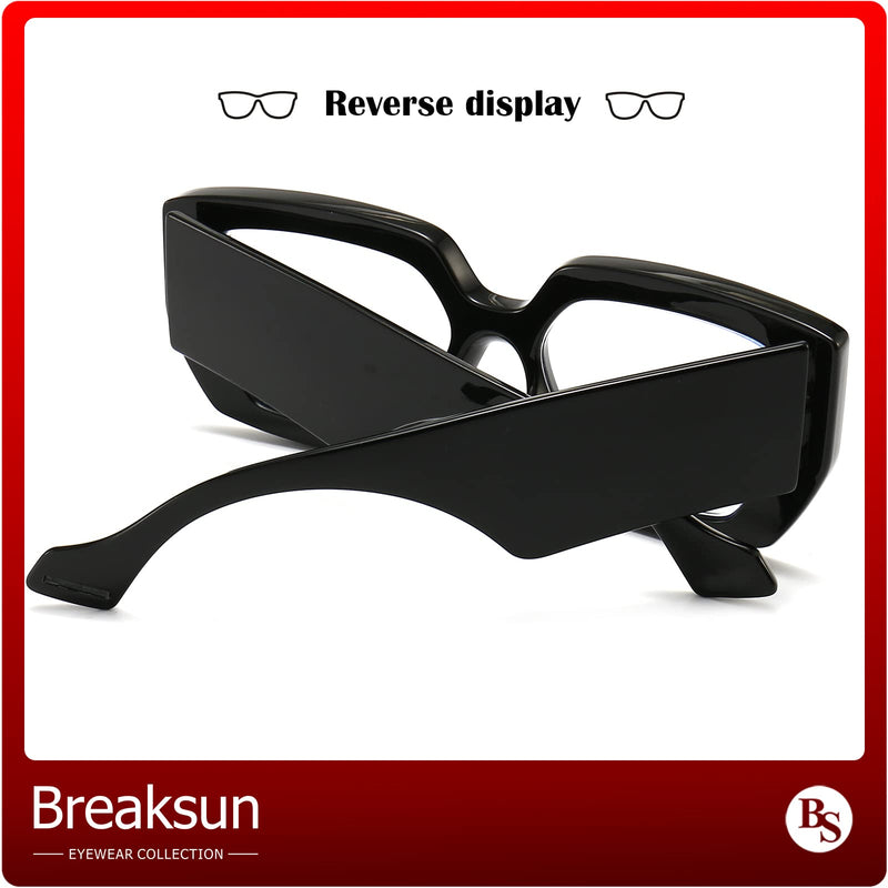 Thick Frame Blue Light Glasses for Women Men Fashion Oversized Square Computer Gaming Eyeglasses A1 Black 54 Millimeters - BeesActive Australia