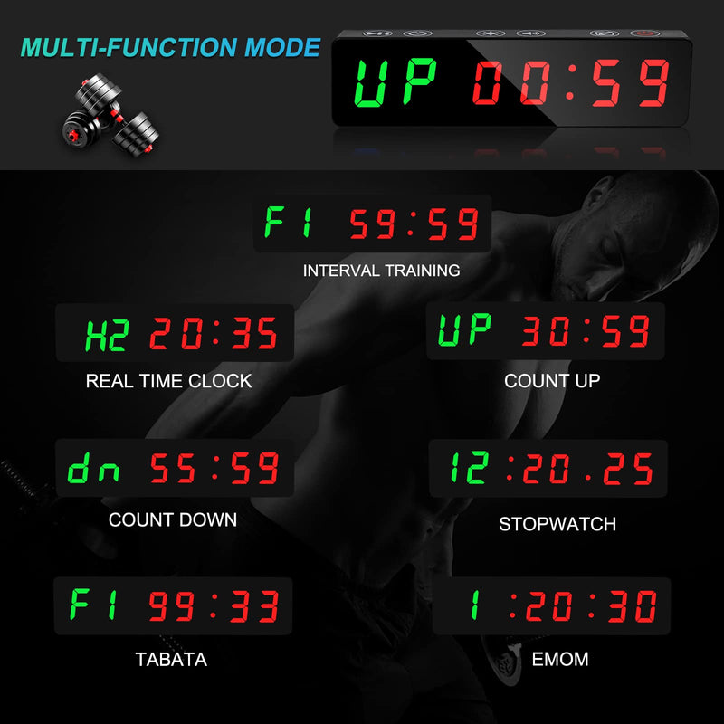 Gym Timer, Portable, Interval Timer with Rechargeable Battery and Built-in Magnet, LED Digital Anti Vertigo Display, Upgraded Workout Clock for Home Gym Garage Fitness Black - BeesActive Australia