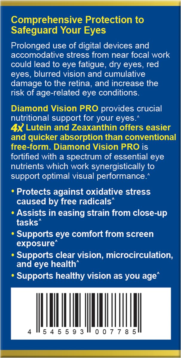 AFC Japan Diamond Vision PRO for Screen Exposure, 60 softgels | 60 days' supply eye vitamins formula,free-form lutein & zeaxanthin, visual health for screen exposure & night use