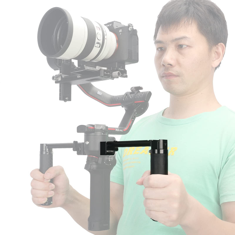 NICEYRIG Side Handle Grip for DJI RS4 / RS4 Pro / RS3 / RS3 Pro / RS2 / RSC2, Gimbal Stablilizer Support Leather Handgrip with Extension Arm - 523 - BeesActive Australia