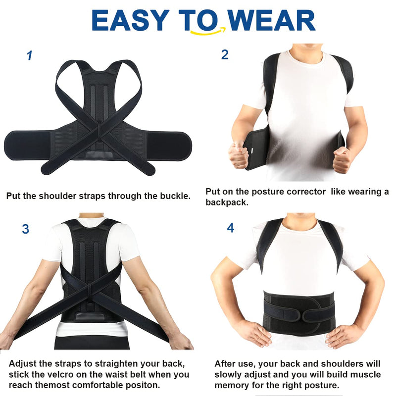 Posture Corrector for Men and Women,Adjustable Back Brace for Upper and Lower Back Pain Relief - Improve and Neck,Shoulder,Back Relieve L(33"-37") L(33"-37")