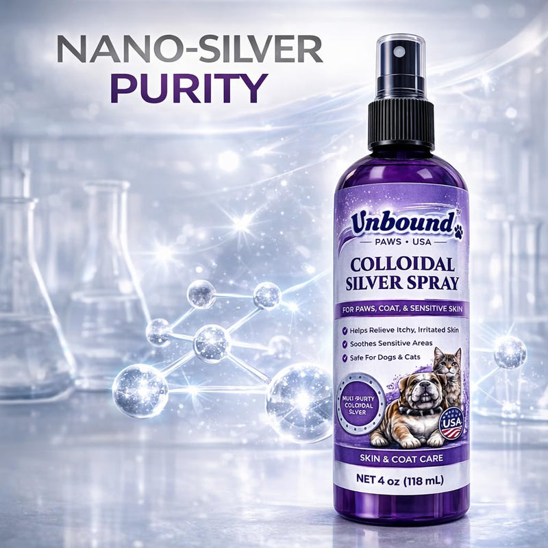 Colloidal Silver Spray for Dogs & Cats – Gentle Skin & Coat Support – Soothes Irritated Skin, Rashes & Scratches – Natural Pet Care – 4 Oz