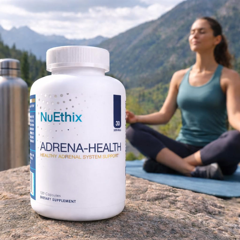 NuEthix Formulations Adrena-Health Dietary Supplement, Support Cortisol Health, Energy Levels, Mood Moderation, Adrenal Support Supplements for Women & Men, Fatigue Supplement - 120 Capsules