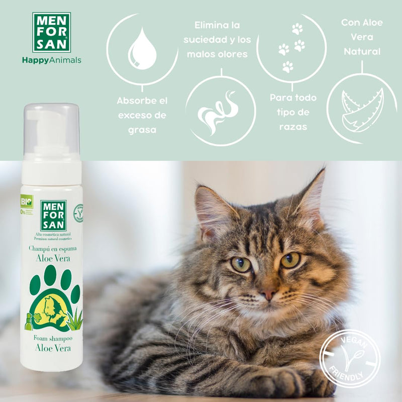 MENFORSAN Aloe Vera foam shampoo for cats, 200ml - BeesActive Australia