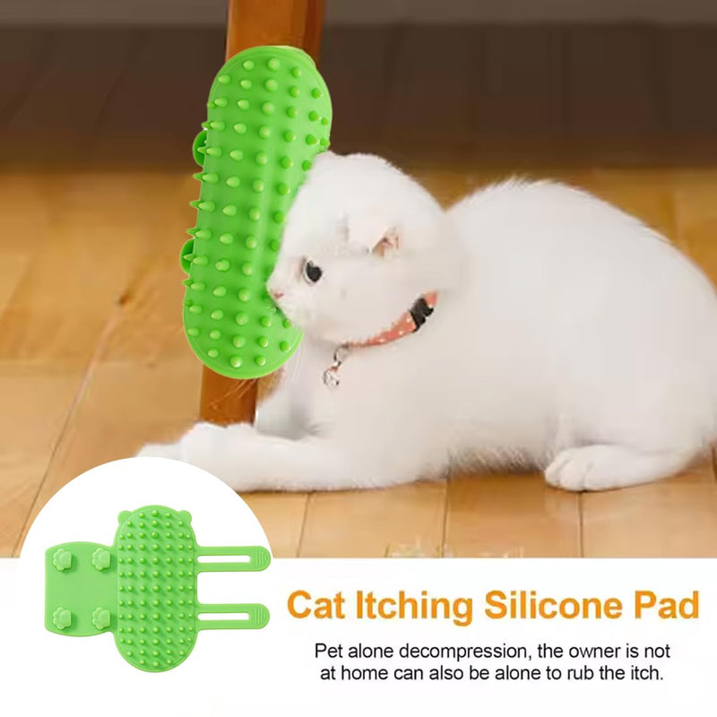 SGERUFZ Pack of 4 Self-Grooming Silicone Cat Brush, 2-in-1 Massage Itching Pet Tickling Artifact, Grooming Brush with Strap - BeesActive Australia