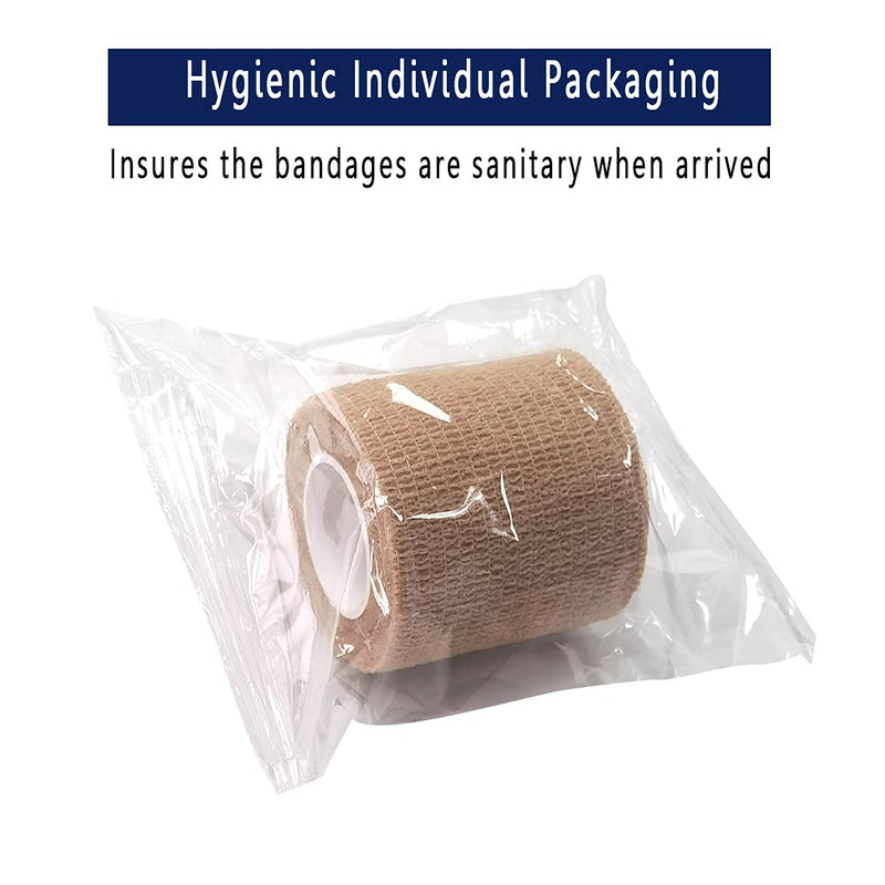 [12 Pack-2" x5Yards] MINGYUE Self Adhesive Bandage Wrap,Athletic Tape,Sports Tape,Wrist and Ankle Wrap Tape,Cohesive Bandage for Vet Wrap(12 Colors) 12rolls 12 Colors - BeesActive Australia